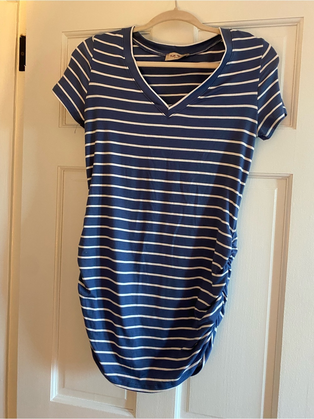 Blue & White Striped V-Neck Maternity Tunic